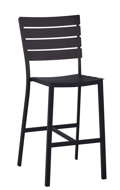 Ladder Back Metal Barstool in Black Finish