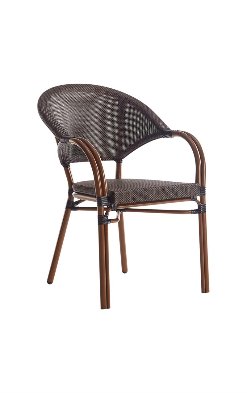 Outdoor Metal Armchair with Poly Woven Back & Seat