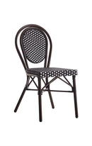 Brown Outdoor Metal Chair with Black & White Poly Woven Back & Seat