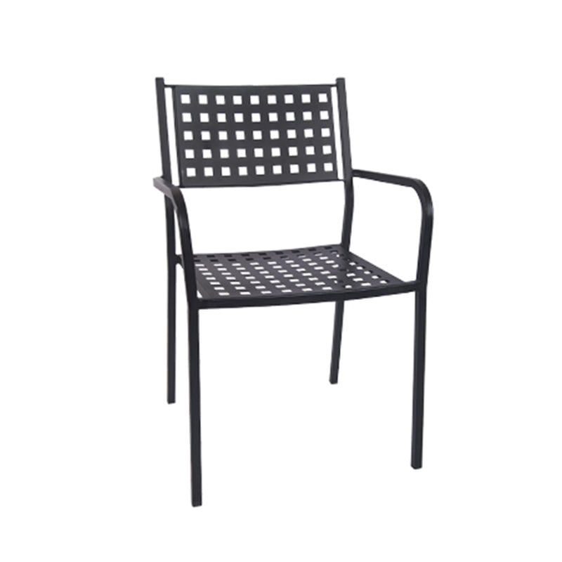 Black Metal Patio Restaurant Stack Chair w/ Armrest - Moda Seating Corp
