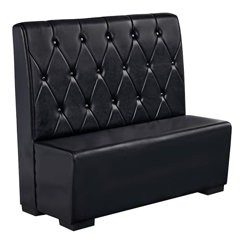 Button Tufted Back Vinyl Booth in Black