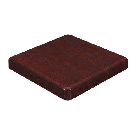 Dark Mahogany Shiny Resin Indoor Restaurant Table Top w/ 2” Drop Edge