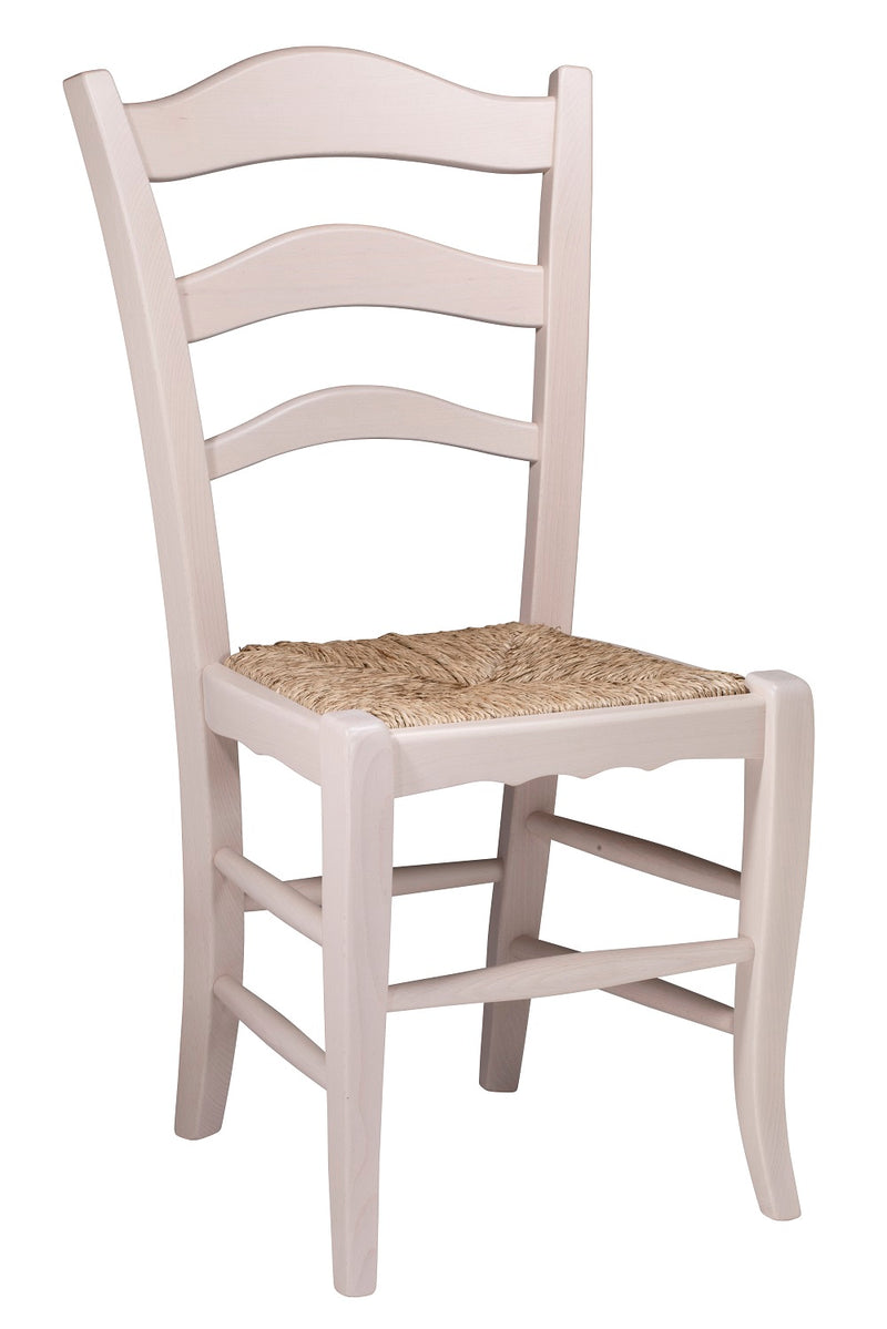 Ladder Back Wood Dining Chair with Straw Seat