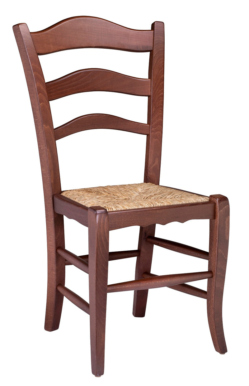 Ladder Back Wood Dining Chair with Straw Seat